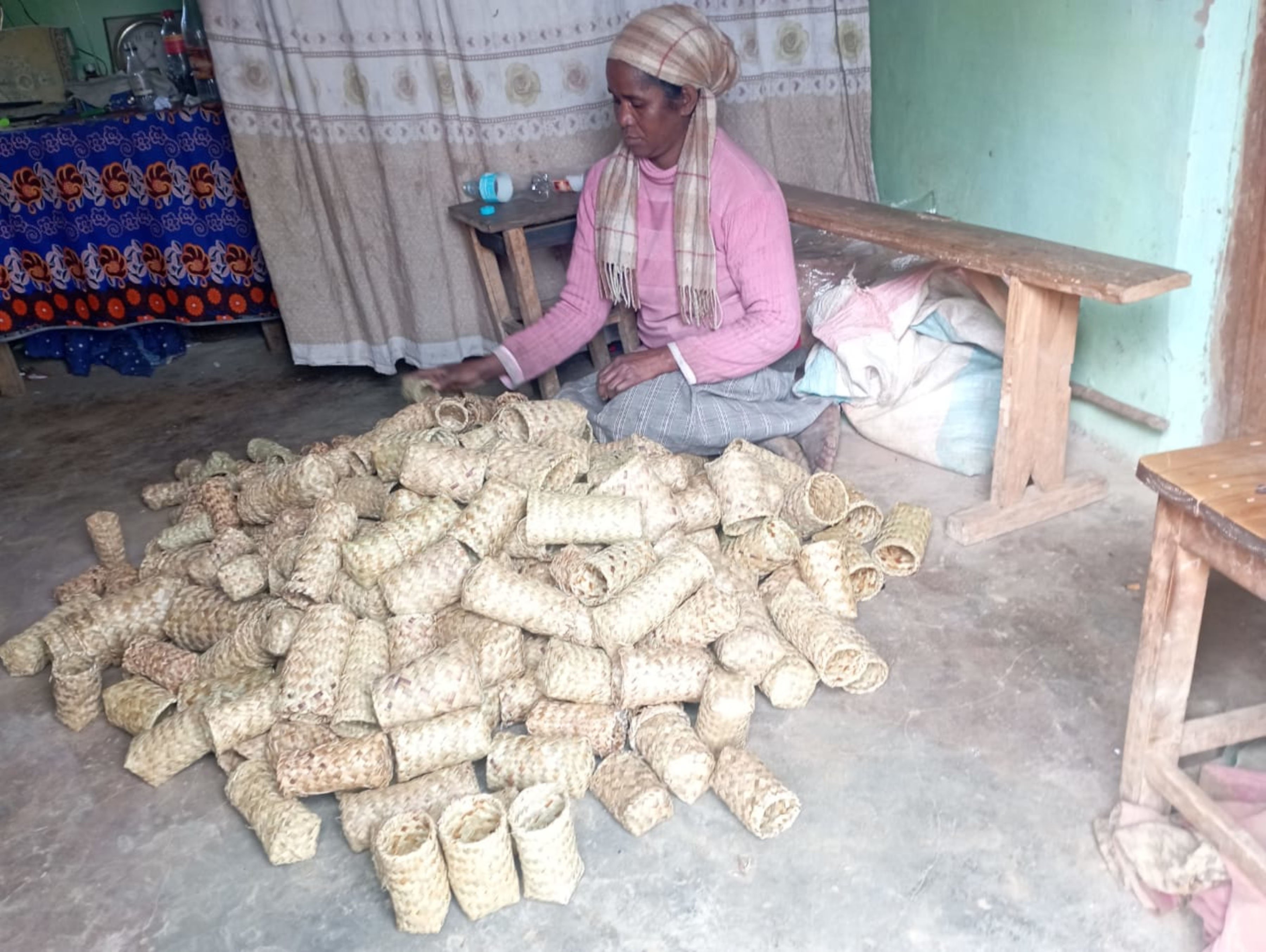 Woman making plant pots